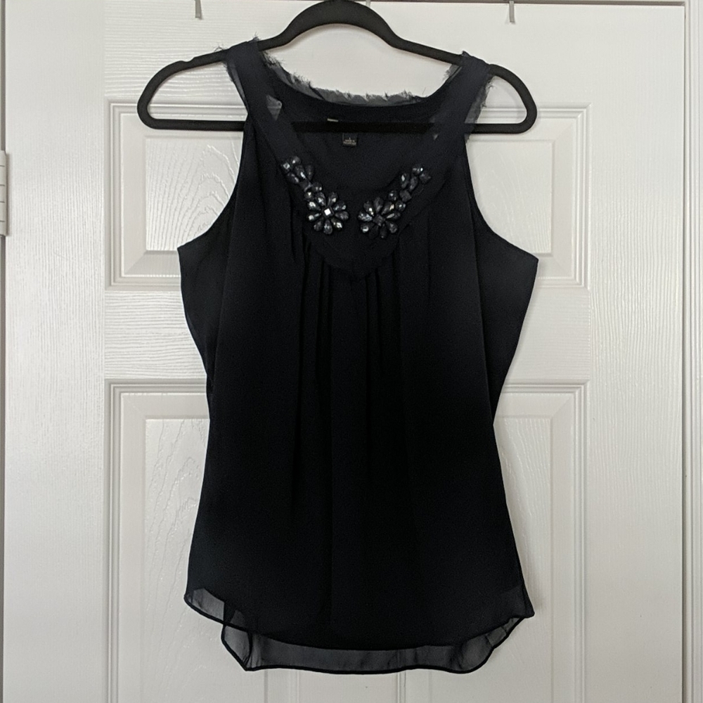 BANANA REPUBLIC FACTORY Sheer Overlay Beaded Top